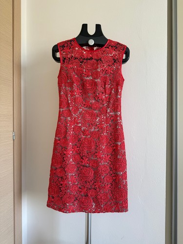 Damen cocktailkleid spitze rot - spitze,
